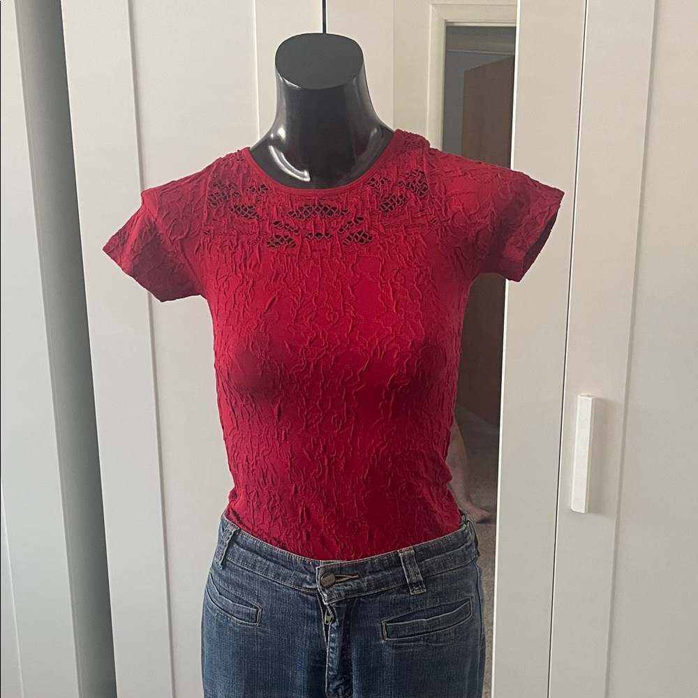 Elegant Red Lace Top